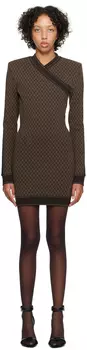 Коричневое мини-платье Balmain Mini с монограммой