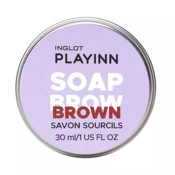 Коричневое мыло для придания формы бровям playinn soap brow brown Inglot, 30 мл