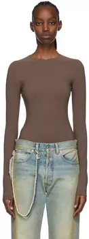 Коричневое нейлоновое боди Maison Margiela