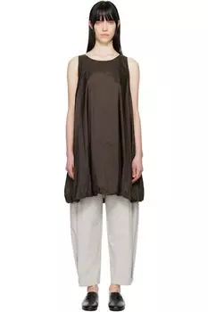 Коричневое нейлоновое объемное мини-платье AMOMENTO