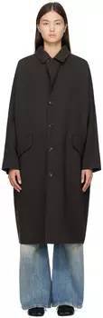 Коричневое пальто с лацканами с зубцами MM6 Maison Margiela