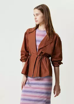 Коричневое пальто с воротником-стойкой Network