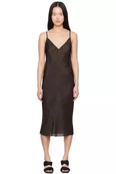 Коричневое платье-комбинация Hollywood Midi Rick Owens