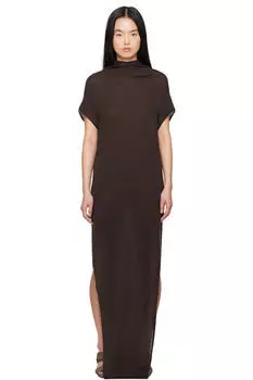 Коричневое платье-макси Hollywood SL Crater Rick Owens