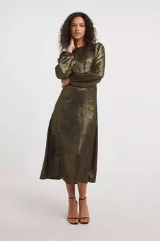 Коричневое платье-макси с принтом из фольги Jd Williams, коричневый