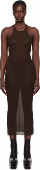 Коричневое платье-миди Hollywood Tank Rick Owens