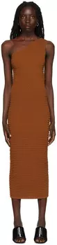 Коричневое платье-миди из вискозы Helmut Lang