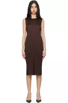 Коричневое платье-миди Monthly Colors March PLEATS PLEASE ISSEY MIYAKE