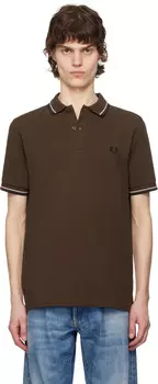 Коричневое поло с двумя наконечниками Fred Perry