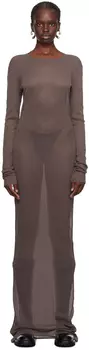Коричневое простое платье-макси Ludovic de Saint Sernin