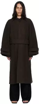 Коричневое вареное пальто Birrot