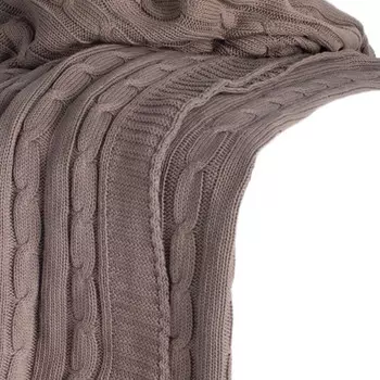 Коричневое вязаное одеяло из 100% хлопка Homezia, цвет Multicolored