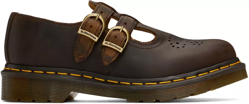 Коричневые 8065 Crazy Horse кожаные туфли Мэри Джейн Dr. Martens