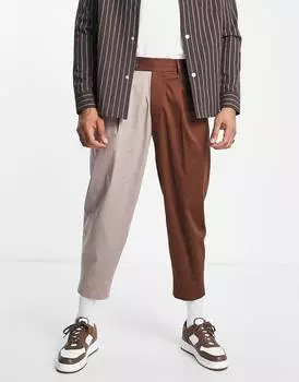 Коричневые элегантные брюки из хлопка с напылением ASOS DESIGN