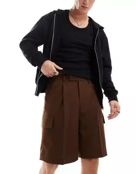 Коричневые элегантные шорты карго ASOS DESIGN