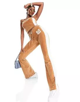 Коричневые бархатные расклешенные брюки ASYOU