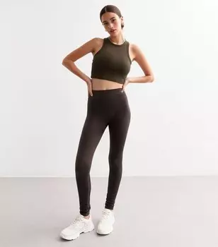 Коричневые бесшовные леггинсы в рубчик New Look, темно-коричневый