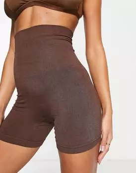 Коричневые бесшовные шорты с завышенной талией ASOS DESIGN Shaping