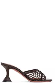 Коричневые босоножки Lupita Net 70 на каблуке Amina Muaddi