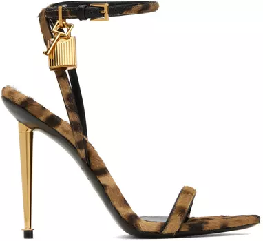 Коричневые босоножки на каблуке Padlock 105 TOM FORD
