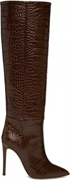 Коричневые ботинки на шпильке с крокодиловой крокодилом Paris Texas