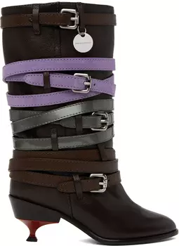 Коричневые ботинки с четырьмя ремнями Kiko Kostadinov