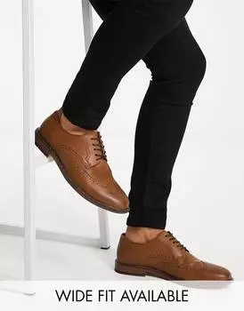 Коричневые броги из искусственной кожи ASOS DESIGN