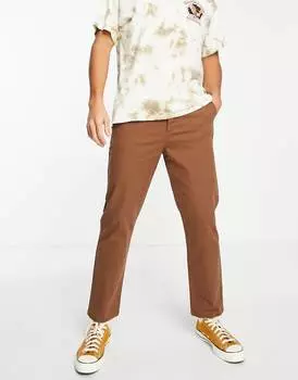Коричневые брюки чинос с завышенной талией ASOS DESIGN