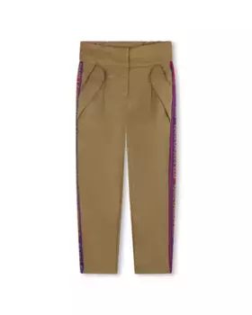 Коричневые брюки для девочки с полосками по бокам Karl Lagerfeld Kids, коричневый