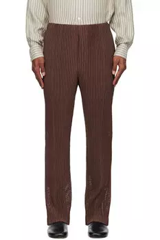 Коричневые брюки из наружной сетки HOMME PLISS ISSEY MIYAKE