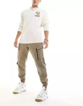 Коричневые брюки-карго Bershka