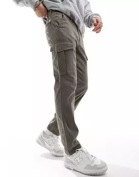 Коричневые брюки карго без манжет Jack & Jones