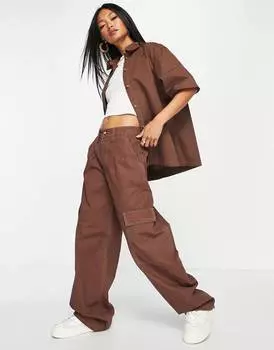 Коричневые брюки карго оверсайз ASOS DESIGN
