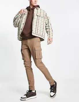 Коричневые брюки карго скинни ASOS DESIGN