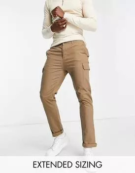 Коричневые брюки карго скинни ASOS DESIGN