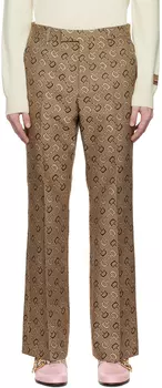 Коричневые брюки макси Horsebit Gucci