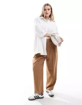 Коричневые брюки прямого кроя ASOS DESIGN Curve