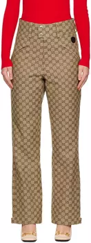 Коричневые брюки с узором GG Gucci