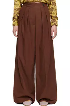 Коричневые брюки со складками Dries Van Noten