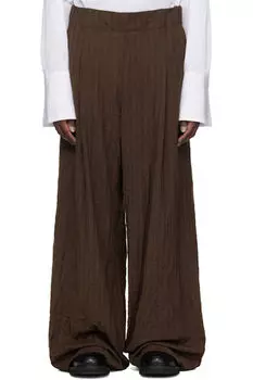 Коричневые брюки со складками Dries Van Noten