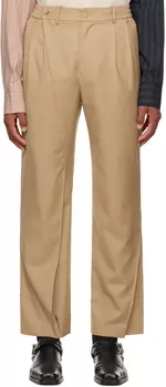 Коричневые брюки со складками Feng Chen Wang