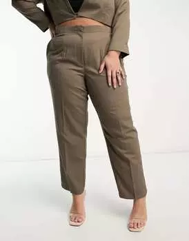 Коричневые брюки строгого кроя Noisy May Curve