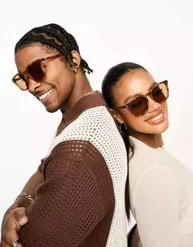 Коричневые черепаховые солнцезащитные очки Le Specs big Deal в квадратной оправе