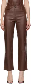 Коричневые детские брюки из искусственной кожи Miaou