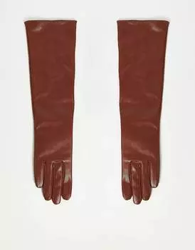 Коричневые длинные перчатки ASOS DESIGN