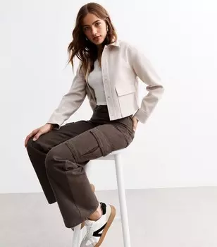 Коричневые джинсы-карго с высокой талией New Look, темно-коричневый