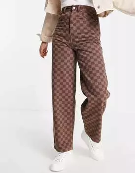 Коричневые джинсы в клетку Topshop Baggy