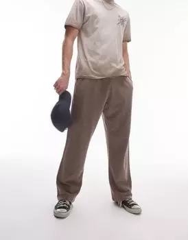 Коричневые джоггеры прямого кроя Topman