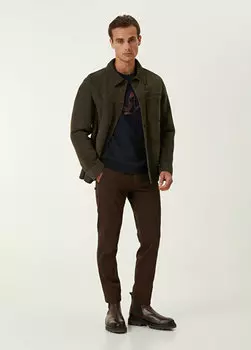 Коричневые фактурные брюки чинос приталенного кроя Beymen