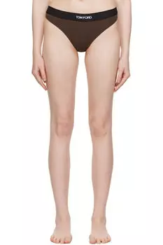 Коричневые фирменные стринги из модала TOM FORD